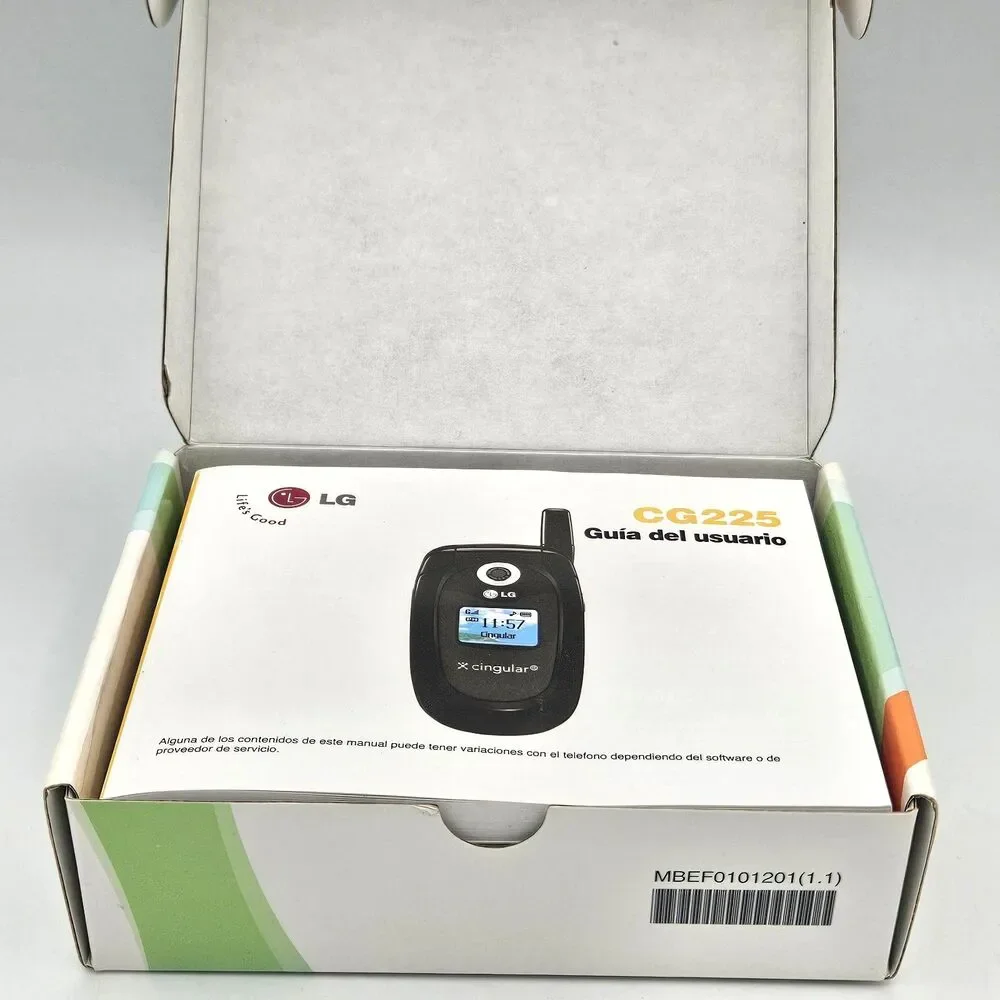 LG CG225 Cingular Black Flip Phone Y2K Cell Phone Box Charger